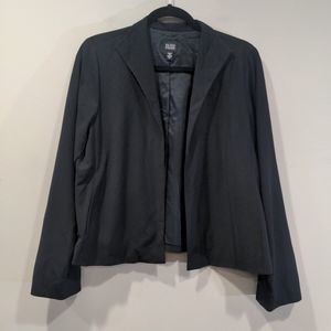 Eileen Fisher Open Front Wool Blend Blazer Size M Black Office Casual Viscose